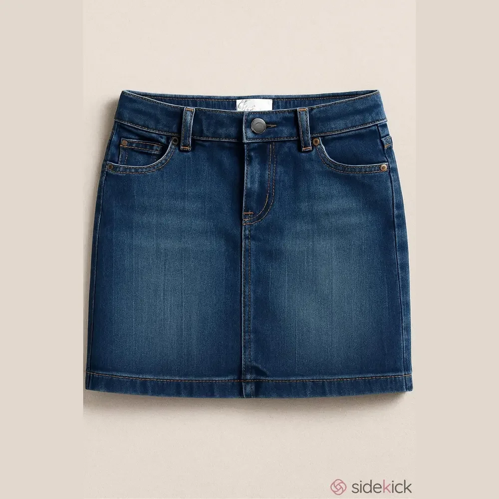 Girls Childrens Place Dark Blue Wash Denim Jean Skirt Size 12 Slim
